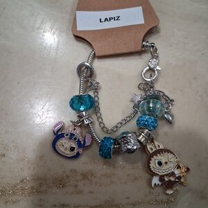 Labubu Charm Bracelet - Blue and Silver